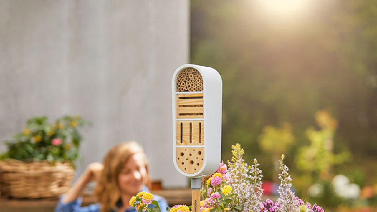 GARDENA Insektenhotel Pflanzschale Regenmesser