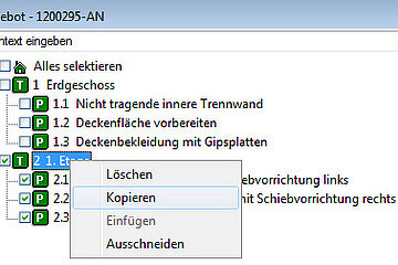 Gliederungsansicht Galabau-Software
