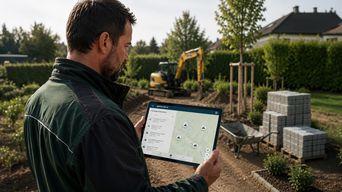 Auf der Baustelle mit Tablet