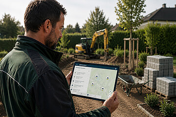 Auf der Baustelle mit Tablet