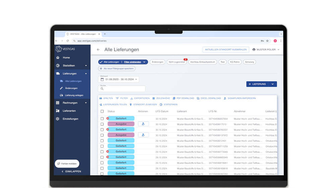 VESTIGAS Webapplikation