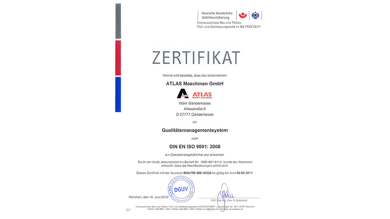 ISO 9001:2008 Zertifikat